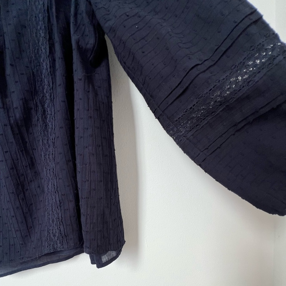 NWT Graylin Barstow Cotton Blouse Navy of Anthropologie - Picture 5 of 7
